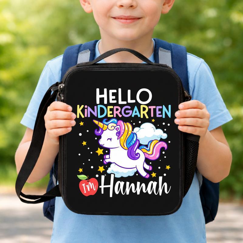Hello Kindergarten Lunch Bag - Cute Unicorn Kids Style Lunch Box Bag