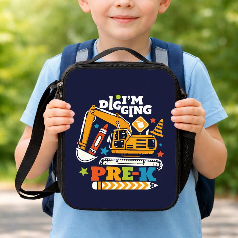 I'm Digging Pre-K Lunch Bag For Boys - Construction Theme Lunch Box Bag