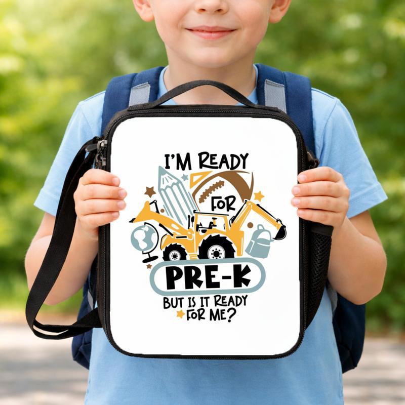 I'm Ready For Pre-K Lunch Bag For Kids - Funny Construction Theme Lunch Box Bag I'm Ready For Pre-K Lunch Bag For Kids - Funny Construction Theme Lunch Box Bag