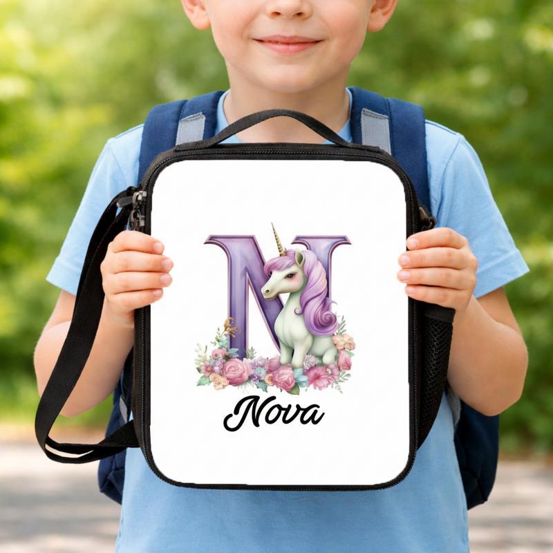 Initial Unicorn Lunch Bag - Personalized Kids Back To School Lunch Box Bag Initial Unicorn Lunch Bag - Personalized Kids Back To School Lunch Box Bag