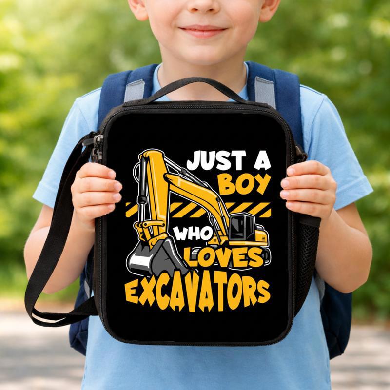 Just a Boy Who Loves Excavators - School Lunch Bag For Kids Lunch Box Bag Just a Boy Who Loves Excavators - School Lunch Bag For Kids Lunch Box Bag