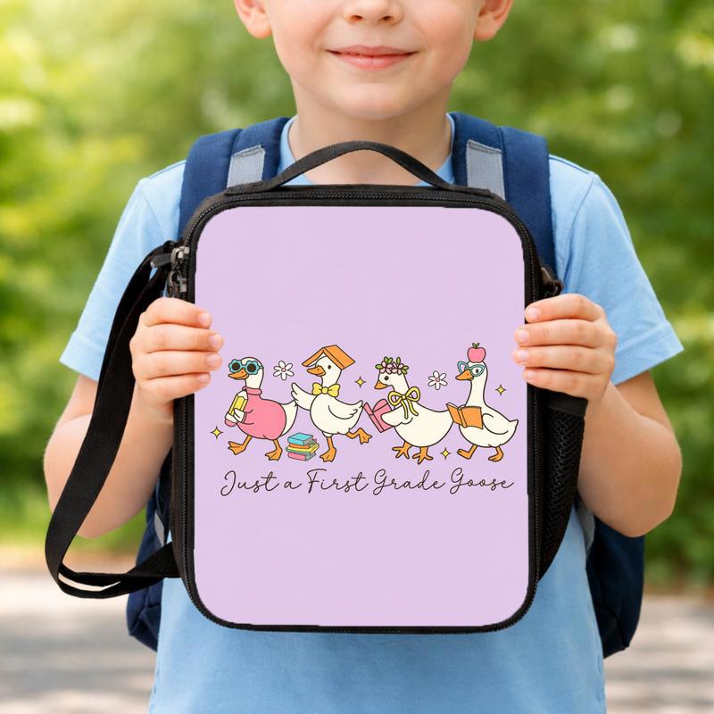 Just A First Grade Goose Lunch Bag - Cute Kids Back To School Lunch Box Bag