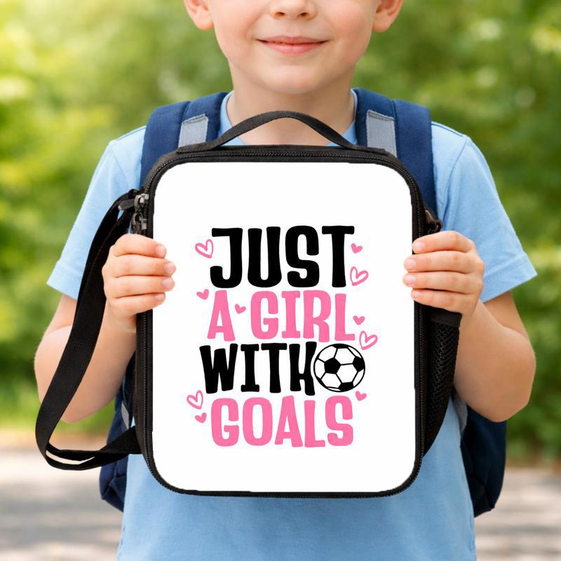 Just A Girl Who Loves Soccer Lunch Bag - Cute School Gift Lunch Box Bag Just A Girl Who Loves Soccer Lunch Bag - Cute School Gift Lunch Box Bag