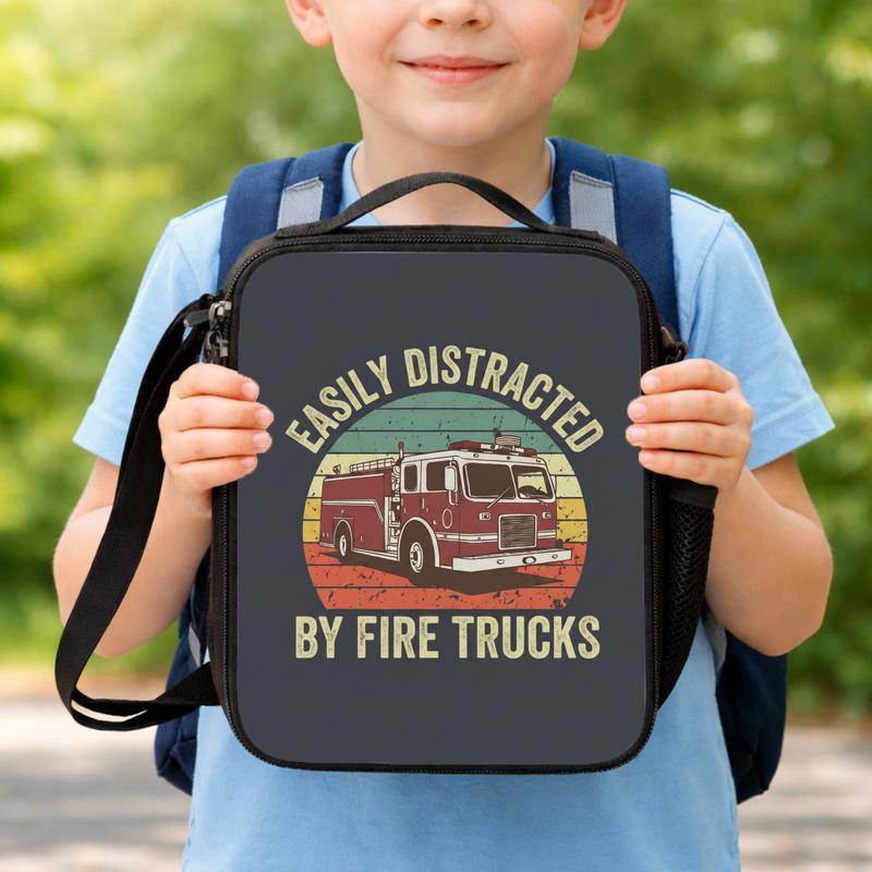 Kids Fire Truck Lunch Bag - Funny Firefighter Back To School Lunch Box Bag Kids Fire Truck Lunch Bag - Funny Firefighter Back To School Lunch Box Bag