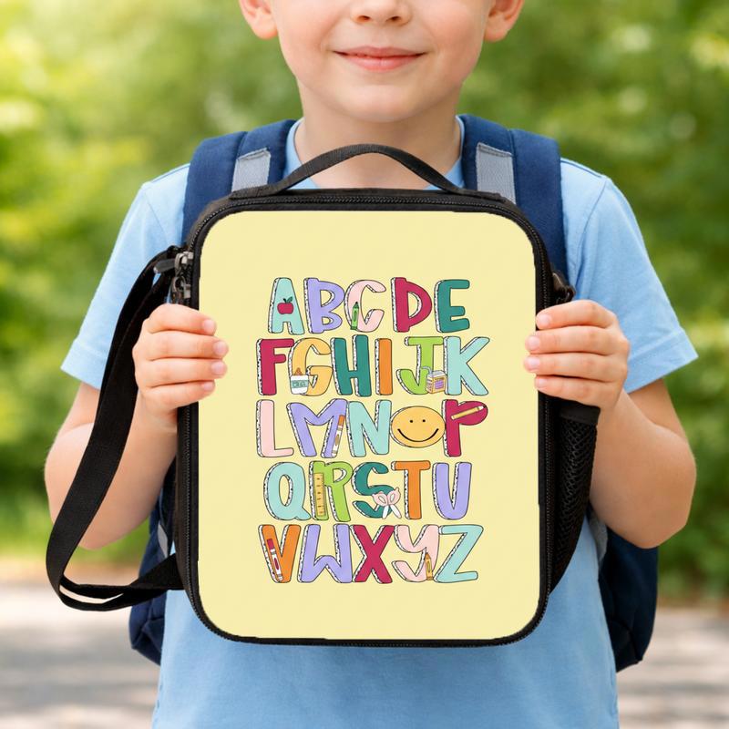 Kids Lunch Bag - Colorful ABC Alphabet Letters Design Lunch Box Bag Kids Lunch Bag - Colorful ABC Alphabet Letters Design Lunch Box Bag