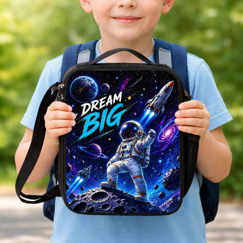 Kids Lunch Bag Dream Big Space - Astronaut Galaxy Design Lunch Box Bag Kids Lunch Bag Dream Big Space - Astronaut Galaxy Design Lunch Box Bag