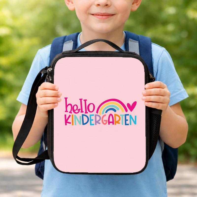 Kids Lunch Bag - First Day Kindergarten Rainbow Design Lunch Box Bag