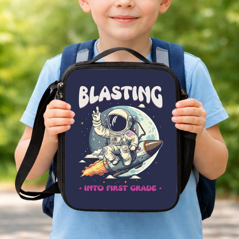 Kids Lunch Bag First Grade - Blasting Into Space Astronaut Lunch Box Bag
