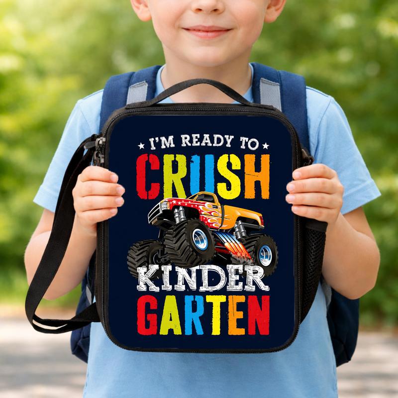 Kids Lunch Bag Ready To Crush Kindergarten - Monster Truck Lunch Box Bag