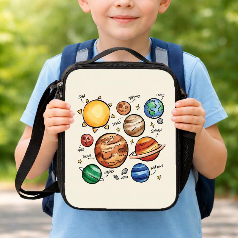 Kids Lunch Bag Solar System - Cute Planets Learning Design Lunch Box Bag