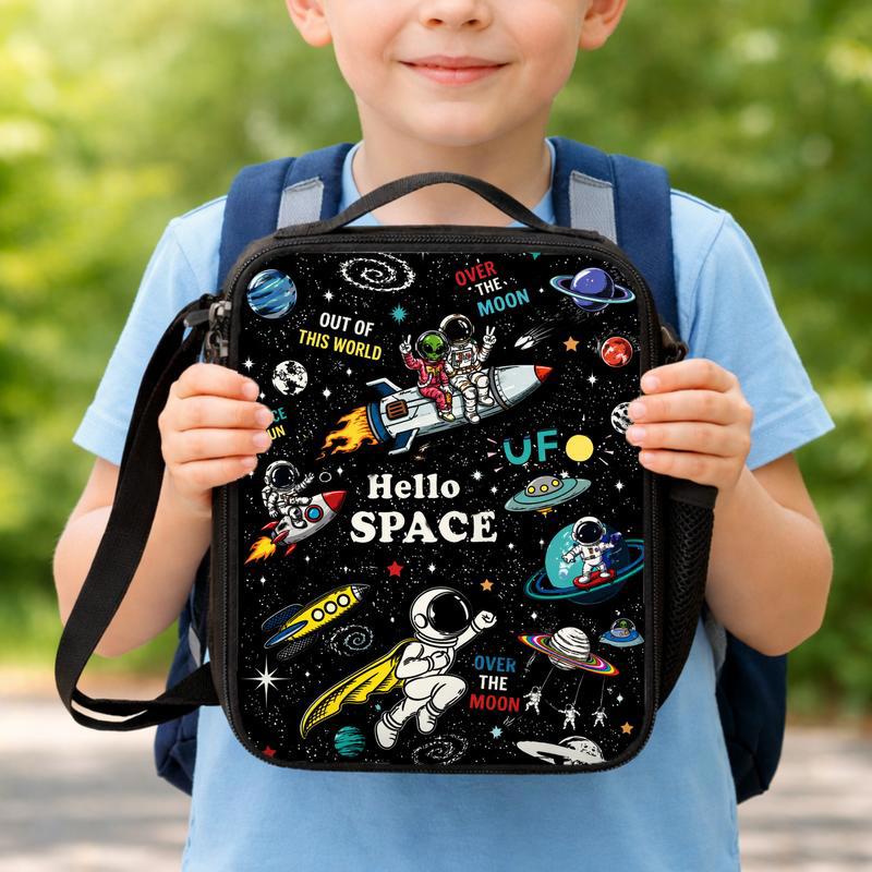 Kids Lunch Bag Space Fun - Astronaut Rocket Design Lunch Box Bag