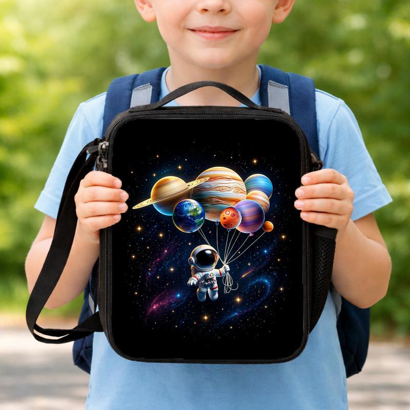 Kids Lunch Bag Space Theme - Astronaut Planet Galaxy Design Lunch Box Bag Kids Lunch Bag Space Theme - Astronaut Planet Galaxy Design Lunch Box Bag