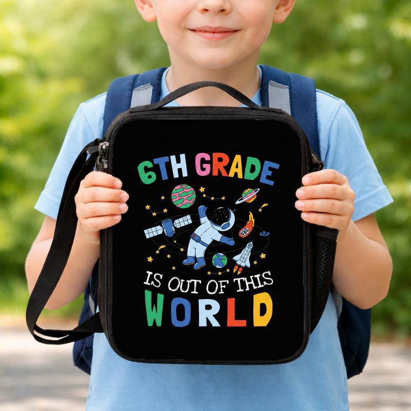 Kids Lunch Bag 6th Grade - Space Astronaut School Design Lunch Box Bag