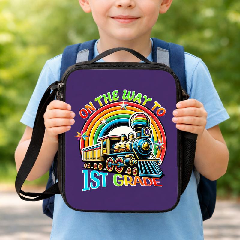 Kids Train Lunch Bag - First Grade Rainbow Train Back To School Lunch Box Bag Kids Train Lunch Bag - First Grade Rainbow Train Back To School Lunch Box Bag