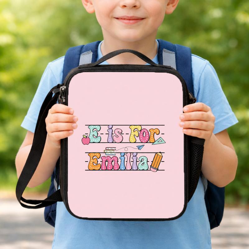 Kindergarten Back To School Lunch Bag - Custom Initial Girl Gift Lunch Box Bag Kindergarten Back To School Lunch Bag - Custom Initial Girl Gift Lunch Box Bag