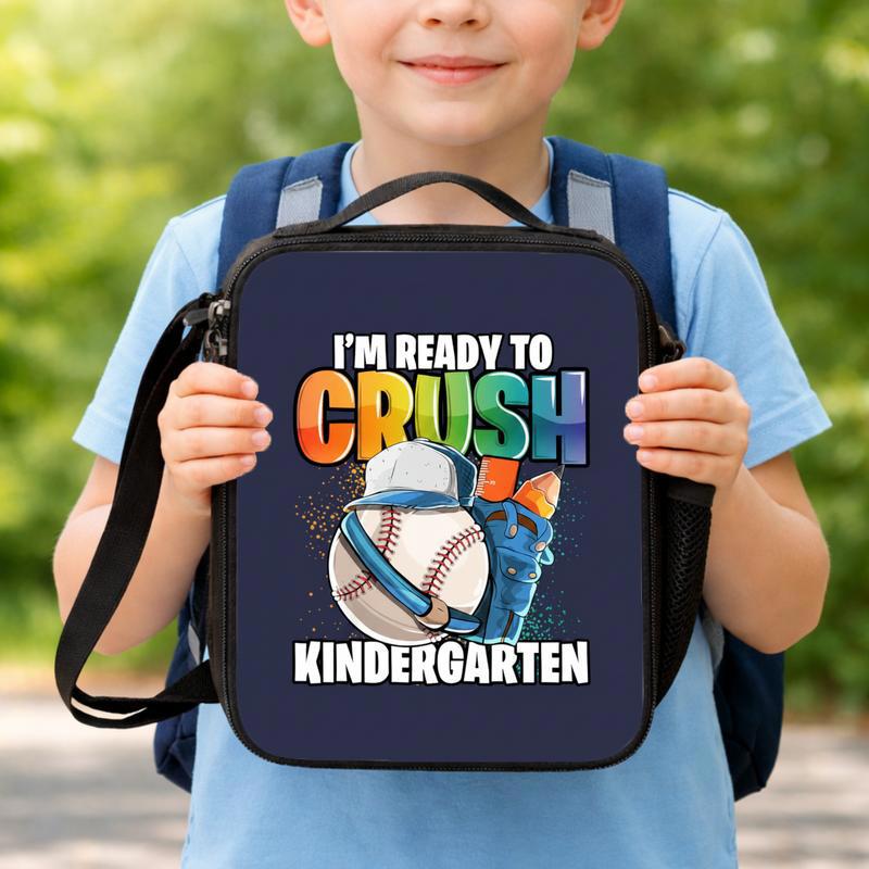 Kindergarten Baseball Lunch Bag - I'm Ready To Crush School Lunch Box Bag Kindergarten Baseball Lunch Bag - I'm Ready To Crush School Lunch Box Bag