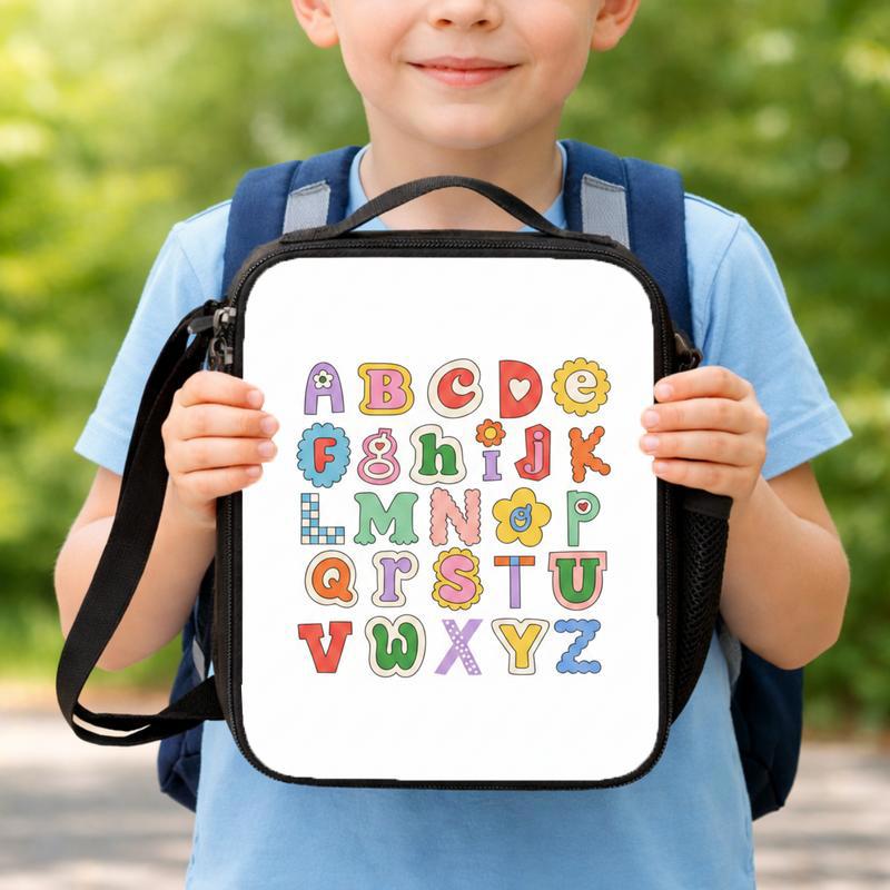 Kindergarten Lunch Bag - Cartoon Alphabet Letters Kids Style Lunch Box Bag Kindergarten Lunch Bag - Cartoon Alphabet Letters Kids Style Lunch Box Bag