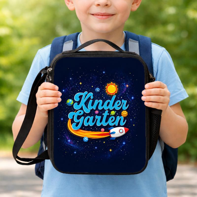 Kindergarten Lunch Bag Kids - Space Rocket Design Lunch Box Bag