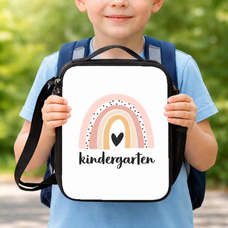 Kindergarten Lunch Bag - Minimal Rainbow Back To School Kids Lunch Box Bag