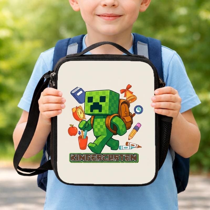 Kindergarten Ready Pixel Lunch Bag - Gamer School Style Lunch Box Bag