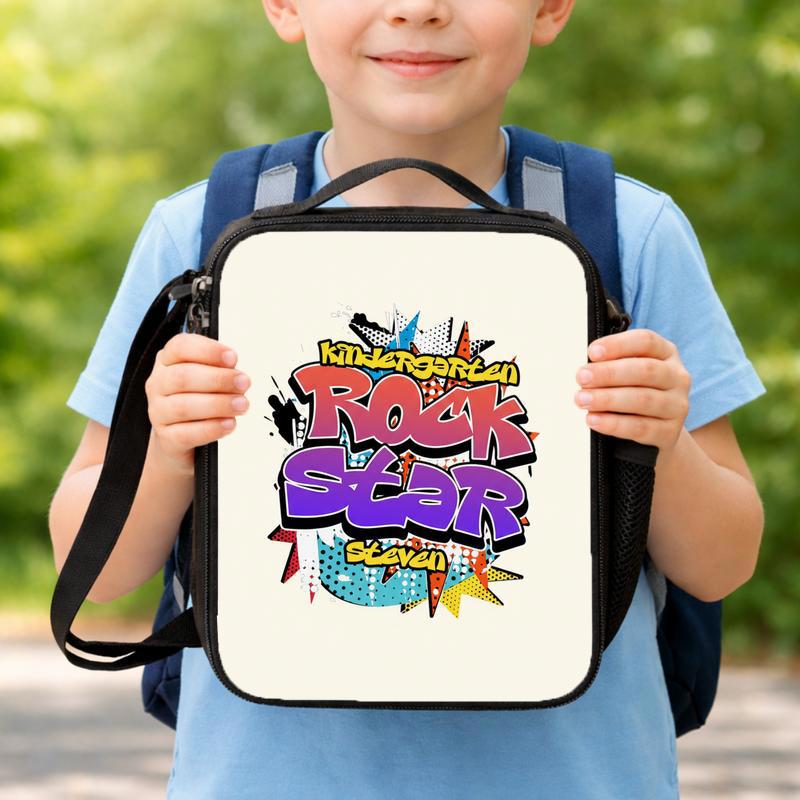 Kindergarten Rock Star Lunch Bag - Personalized Students Bag Lunch Box Bag