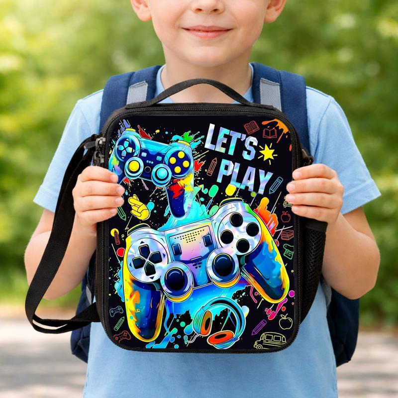 Let’s Play Gamer Lunch Bag - Color Splash Back To School Lunch Box Bag Let’s Play Gamer Lunch Bag - Color Splash Back To School Lunch Box Bag
