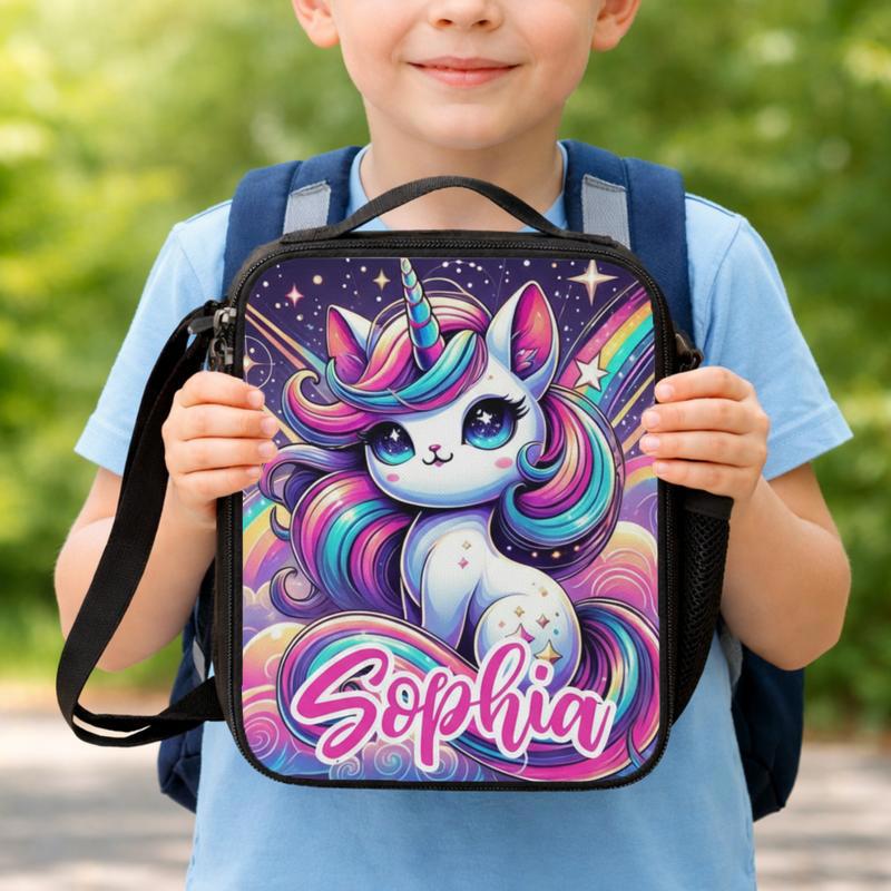 Magical Unicorn Lunch Bag - Custom Name Kids School Lunch Box Bag Magical Unicorn Lunch Bag - Custom Name Kids School Lunch Box Bag