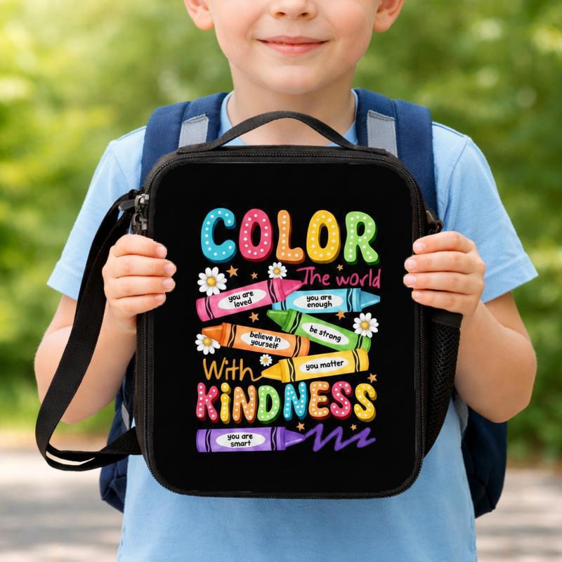 Middle School Lunch Bag - Colorful Kindness School Message Lunch Box Bag