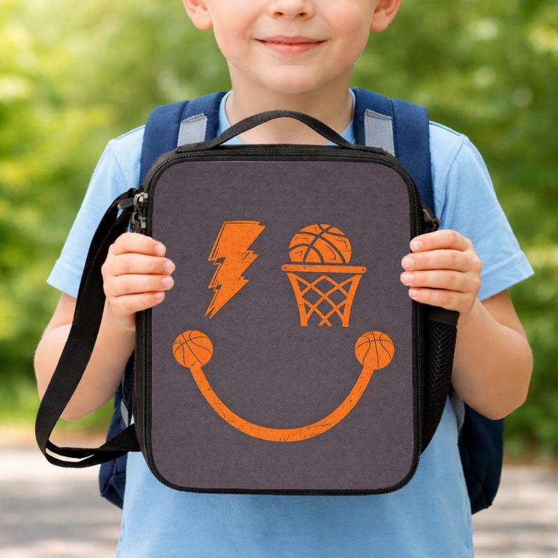 Minimal Basketball Lunch Bag - Back To School Simple Sport Style Lunch Box Bag Minimal Basketball Lunch Bag - Back To School Simple Sport Style Lunch Box Bag