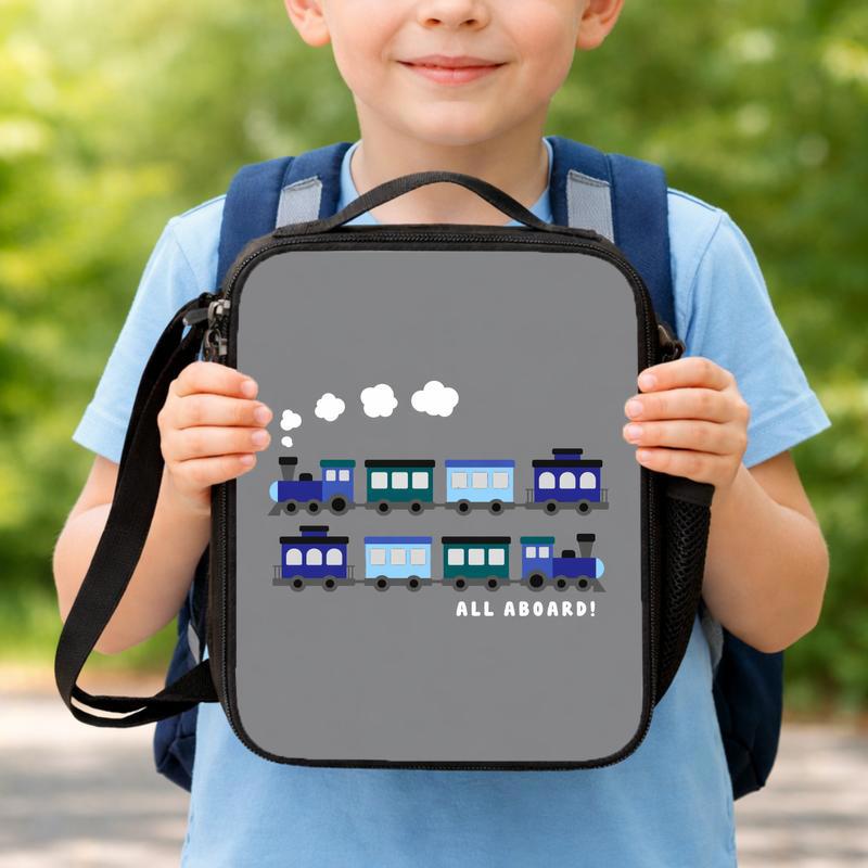 Minimal Train Lunch Bag For Kids - Cute Railway School Style Lunch Box Bag Minimal Train Lunch Bag For Kids - Cute Railway School Style Lunch Box Bag