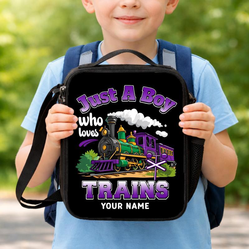 Personalized Back To School Train Lunch Bag - Boy Who Loves Trains Lunch Box Bag Personalized Back To School Train Lunch Bag - Boy Who Loves Trains Lunch Box Bag