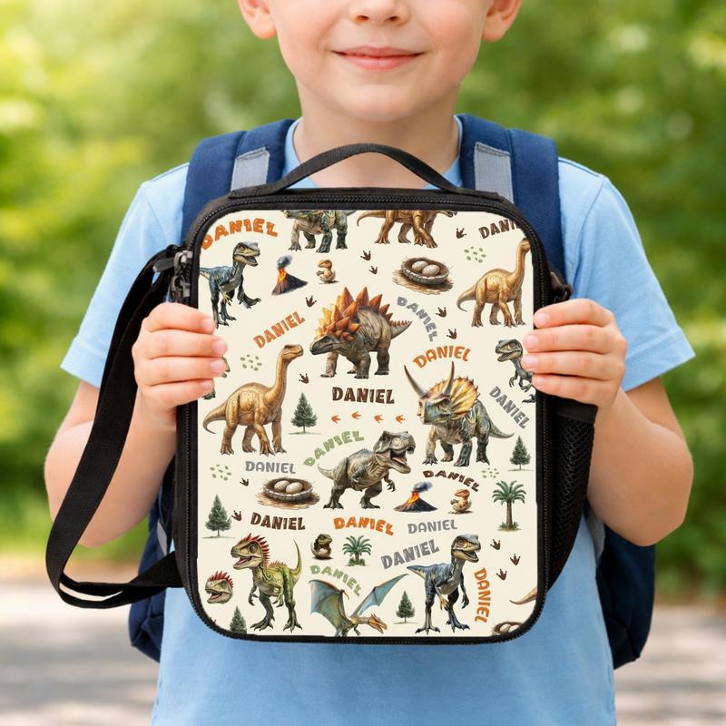 Personalized Dino Lunch Bag - Jurassic Kids School Style Lunch Box Bag Personalized Dino Lunch Bag - Jurassic Kids School Style Lunch Box Bag