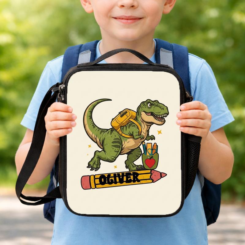 Personalized Dinosaur Back To School Lunch Bag With Name Lunch Box Bag