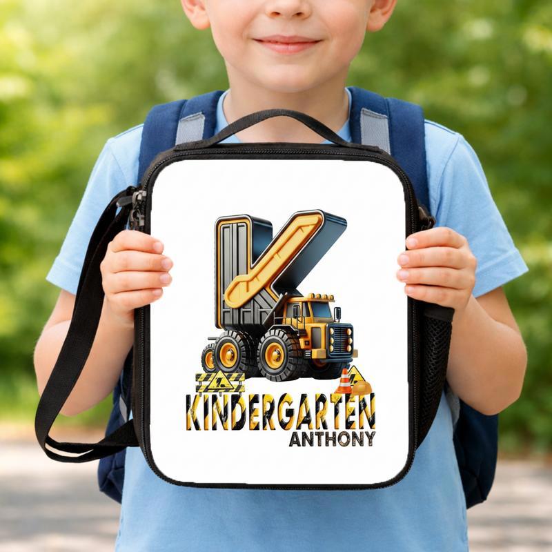 Personalized Dump Truck Lunch Bag - Kindergarten Boy Gift Lunch Box Bag