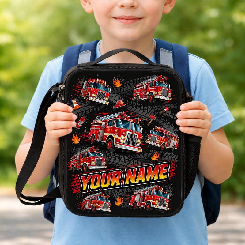 Personalized Fire Truck Lunch Bag - Kids Back To School Lunch Box Bag Personalized Fire Truck Lunch Bag - Kids Back To School Lunch Box Bag