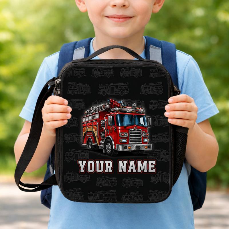 Personalized Fire Truck Lunch Bag - Kids Custom Name Bag Lunch Box Bag Personalized Fire Truck Lunch Bag - Kids Custom Name Bag Lunch Box Bag