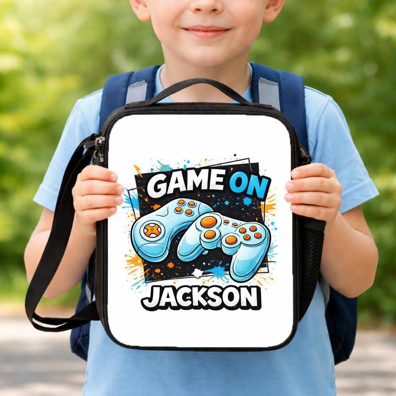 Personalized Gamer Lunch Bag - Game On School Ready Lunch Box Bag Personalized Gamer Lunch Bag - Game On School Ready Lunch Box Bag
