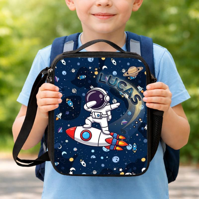 Personalized Kids Lunch Bag - Astronaut Rocket Space Theme Lunch Box Bag