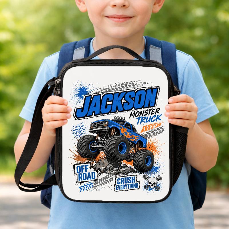 Personalized Monster Truck School Lunch Bag - Kids Name Off Road Lunch Box Bag Personalized Monster Truck School Lunch Bag - Kids Name Off Road Lunch Box Bag