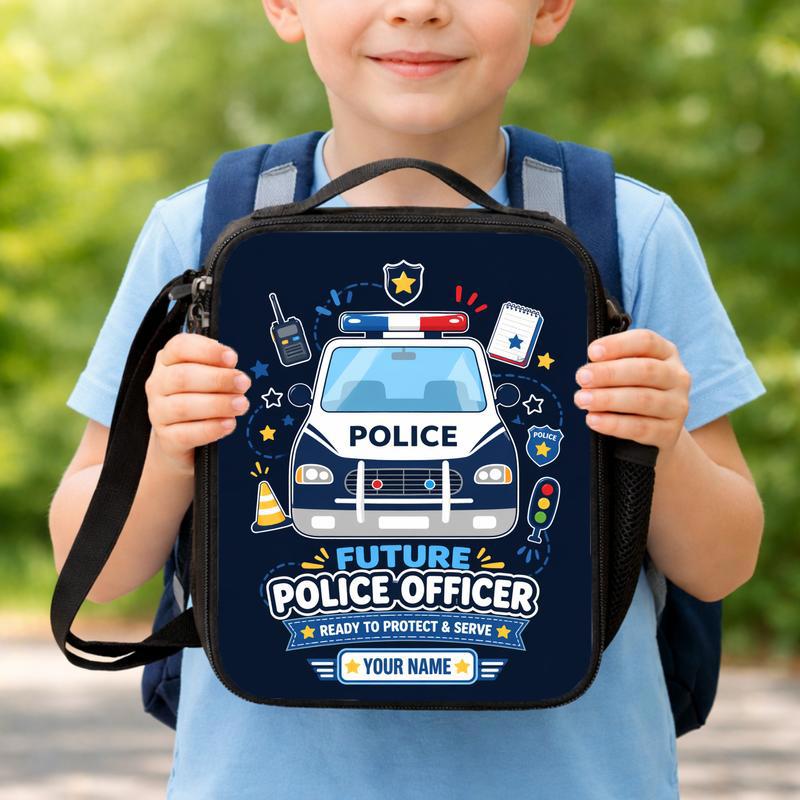 Personalized Police Car Lunch Bag - Back To School Hero Kids Lunch Box Bag Personalized Police Car Lunch Bag - Back To School Hero Kids Lunch Box Bag