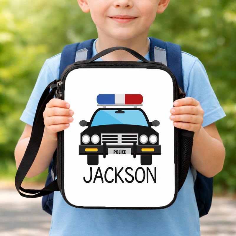 Personalized Police Car Lunch Bag - Back To School Kids Gift Lunch Box Bag Personalized Police Car Lunch Bag - Back To School Kids Gift Lunch Box Bag