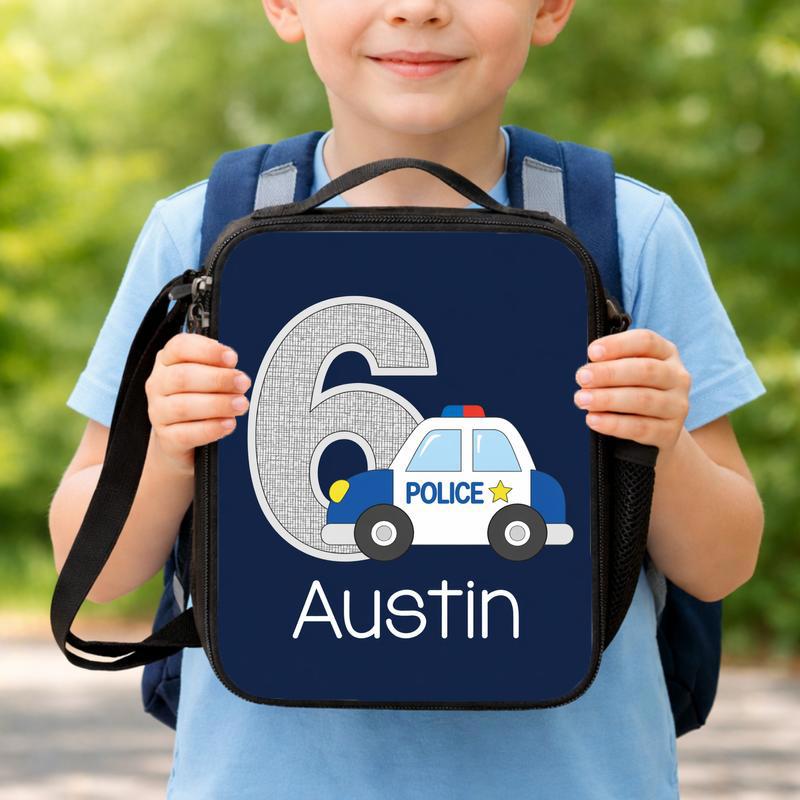 Personalized Police Lunch Bag - Custom Age Back To School Kids Lunch Box Bag Personalized Police Lunch Bag - Custom Age Back To School Kids Lunch Box Bag