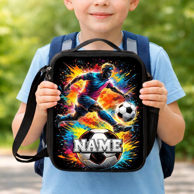 Personalized Soccer Lunch Bag With Name - Color Splash Design Lunch Box Bag Personalized Soccer Lunch Bag With Name - Color Splash Design Lunch Box Bag
