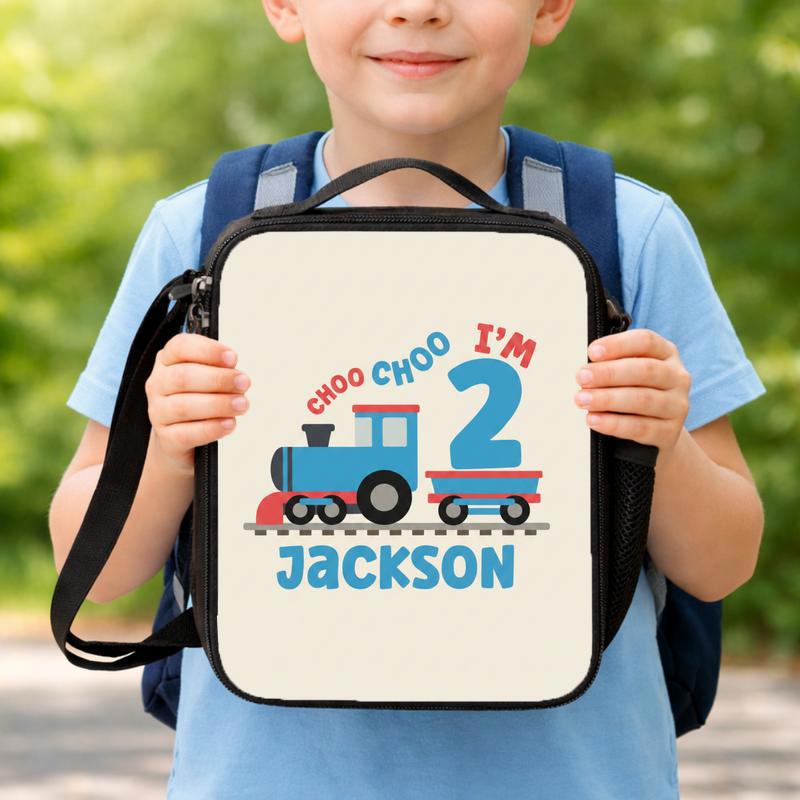 Personalized Train School Lunch Bag - Choo Choo I'm 2 Boy Lunch Box Bag Personalized Train School Lunch Bag - Choo Choo I'm 2 Boy Lunch Box Bag