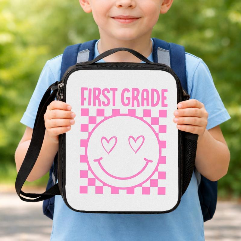 Pink Smiley Lunch Bag - Cute Girls Back To School Lunch Box Bag Pink Smiley Lunch Bag - Cute Girls Back To School Lunch Box Bag