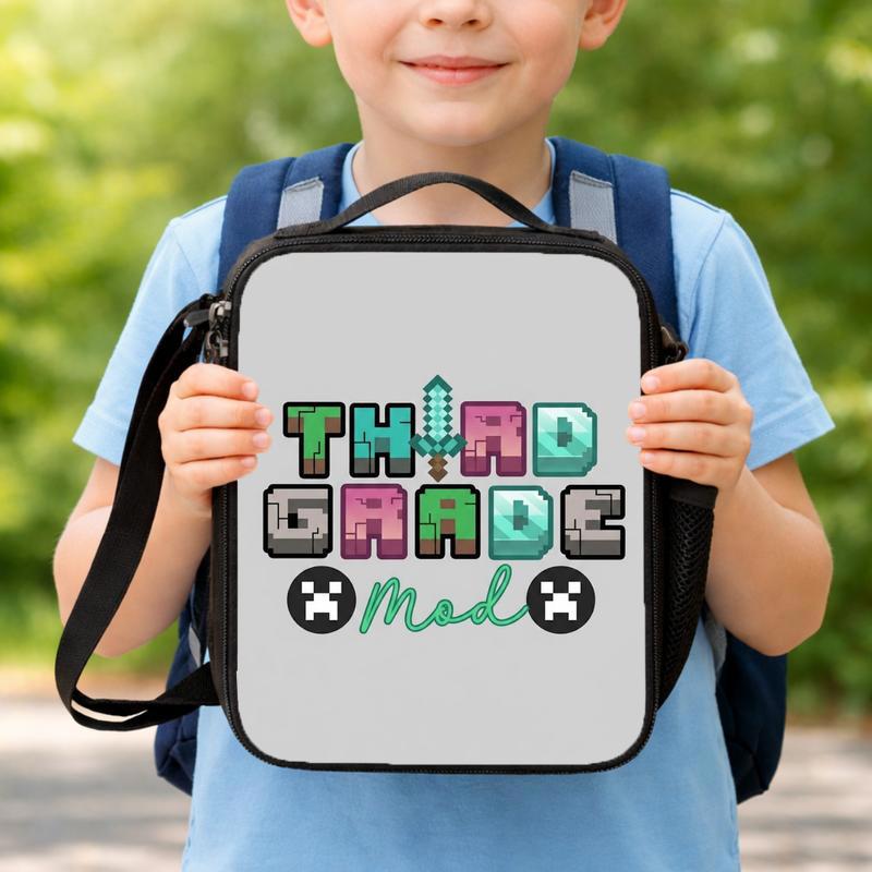 Pixel Gamer School Lunch Bag - Ready For Next Level Lunch Box Bag