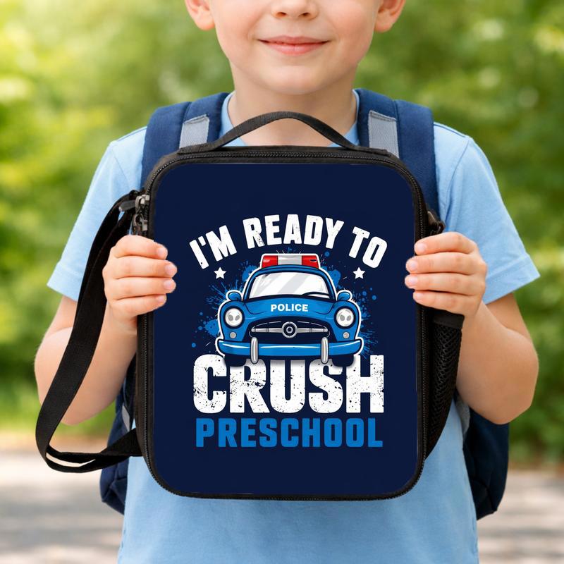 Police Car Lunch Bag Kids - Ready To Crush Preschool Back To School Lunch Box Bag