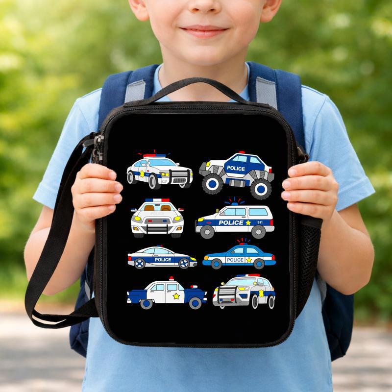 Police Car Pattern Lunch Bag - Back To School Kids Gift Lunch Box Bag Police Car Pattern Lunch Bag - Back To School Kids Gift Lunch Box Bag