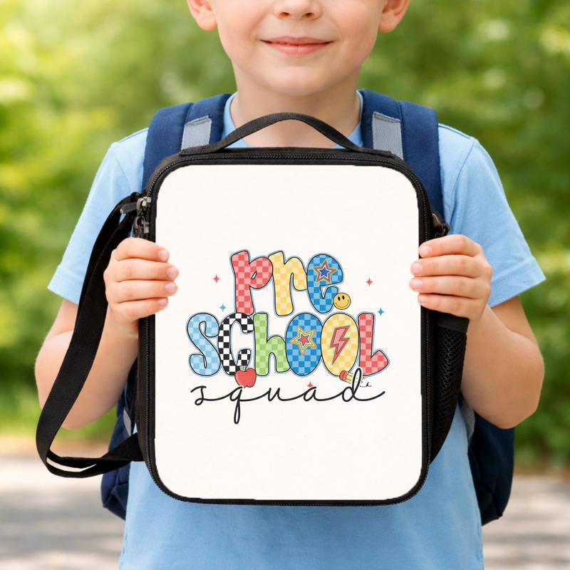 Pre School Squad Retro Checkered Lunch Bag - Colorful Kids Style Lunch Box Bag Pre School Squad Retro Checkered Lunch Bag - Colorful Kids Style Lunch Box Bag
