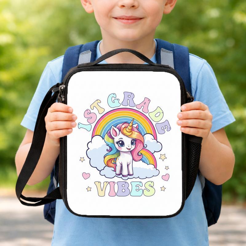 Rainbow Unicorn Lunch Bag - First Grade Kids Back To School Lunch Box Bag Rainbow Unicorn Lunch Bag - First Grade Kids Back To School Lunch Box Bag